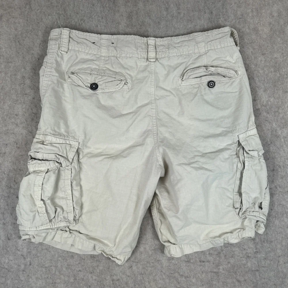 American Eagle Mens Khaki Chino Shorts Beige 100% Cotton Size 33 Classic Fit